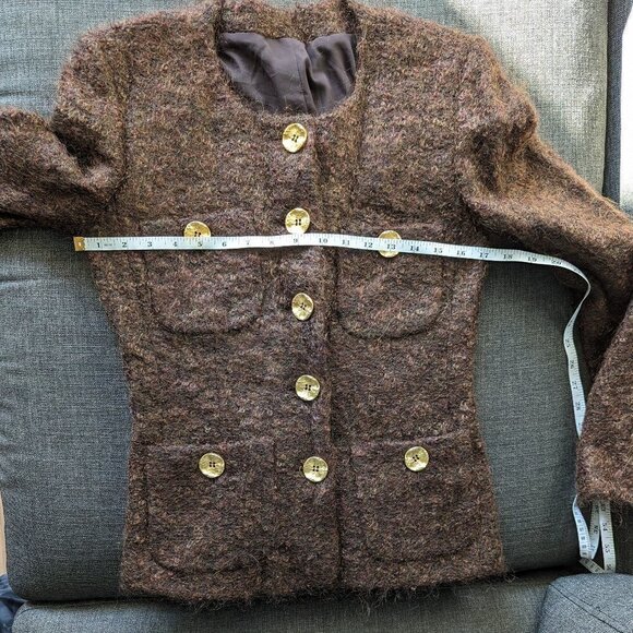 Vintage Pianoforte di Max Mara Brown Mohair and Wool Jacket with Gold Buttons - Picture 5 of 13